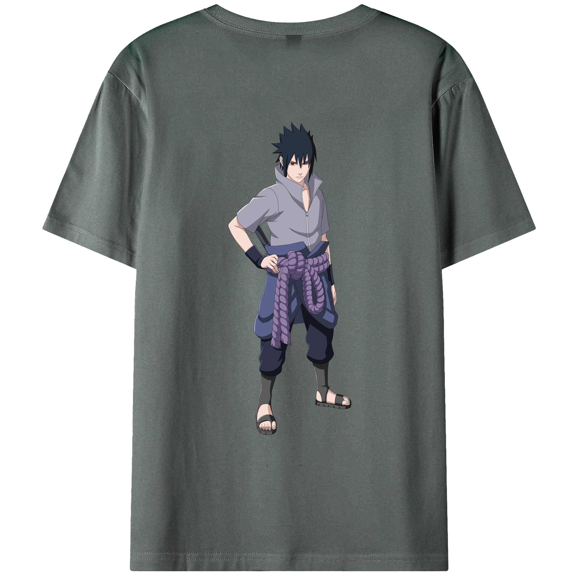 （画像用） NARUTO -ナルト- うちは サスケ Uchiha Sasuke 綿100％ メンズ半袖Tシャツ（バックプリント） 通気性